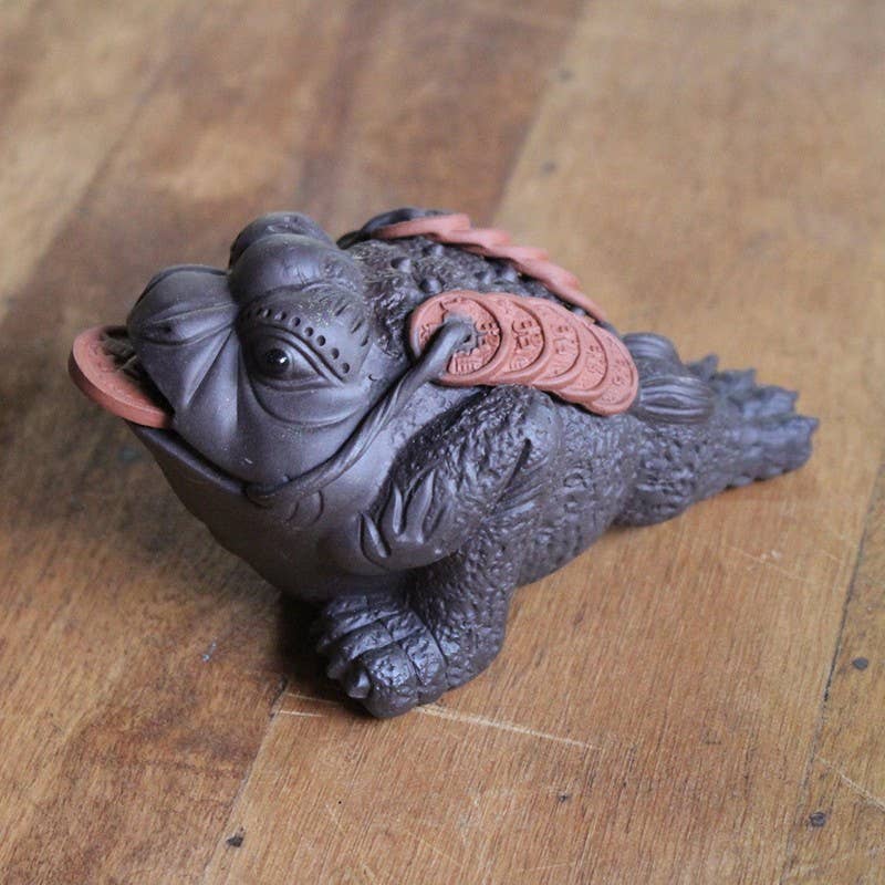 Tea soul - Toad tea figurine with ceramic coin