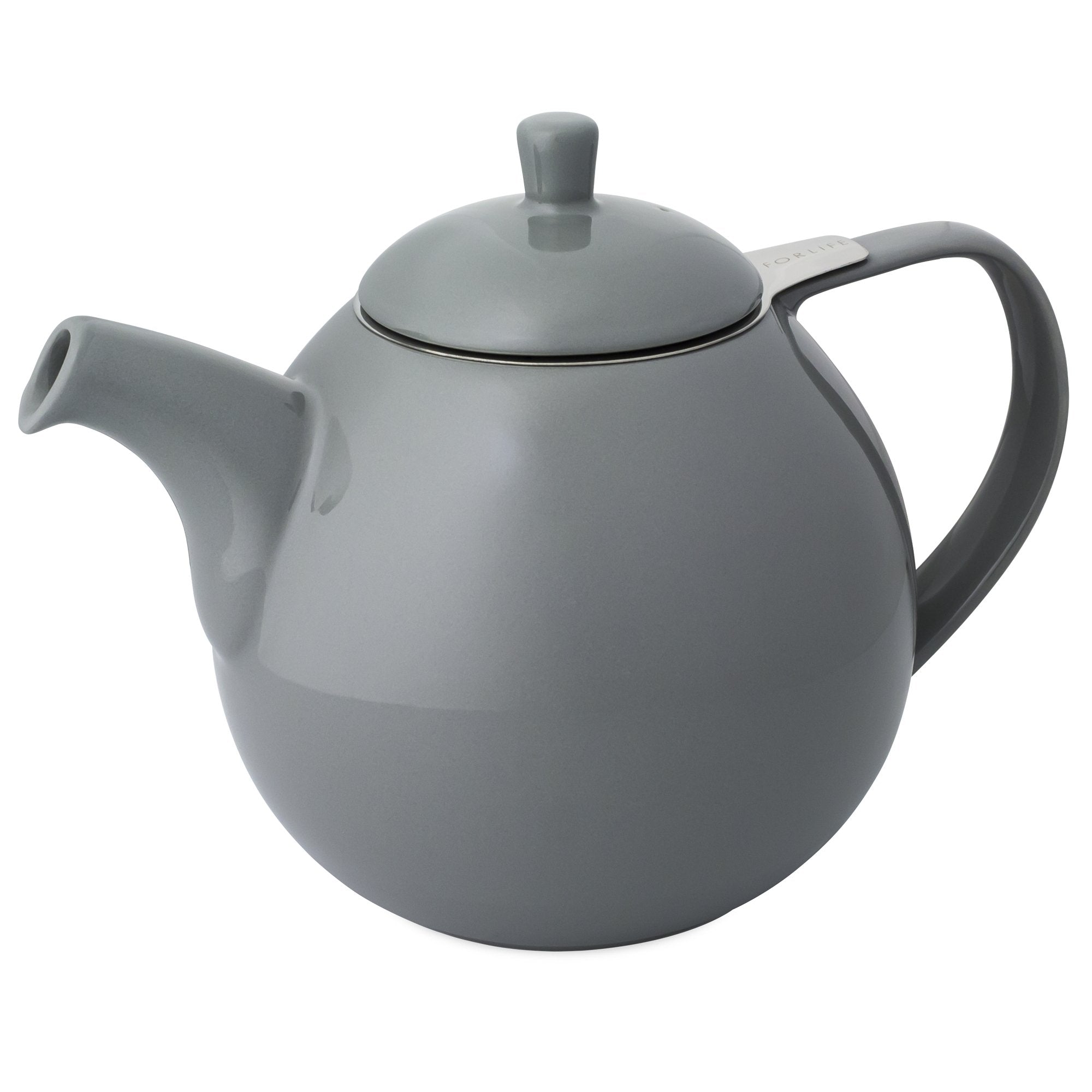 TeaLula 45 oz Curve gray Teapot glossy surface with lid