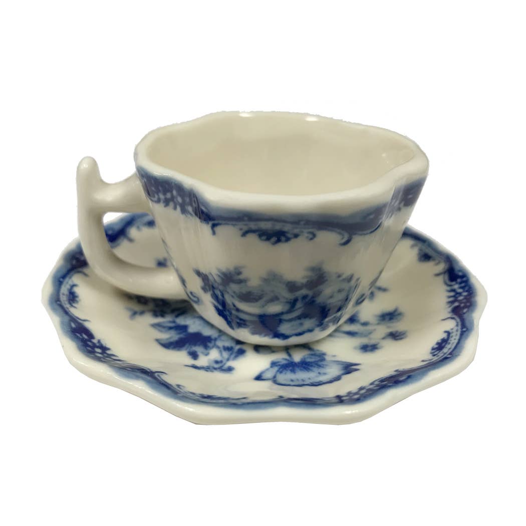 Madison Bay Co. - Mini 13pc Classic Floral Blue Transferware Porcelain Tea Set