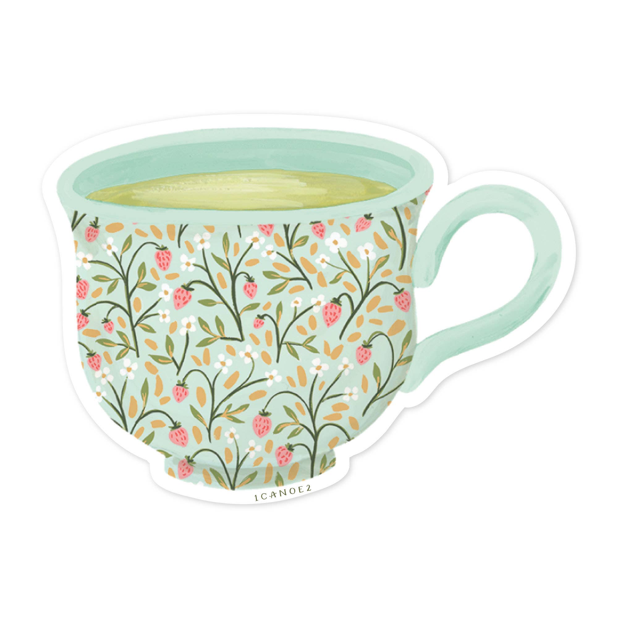 Strawberry Meadow Teacup Sticker