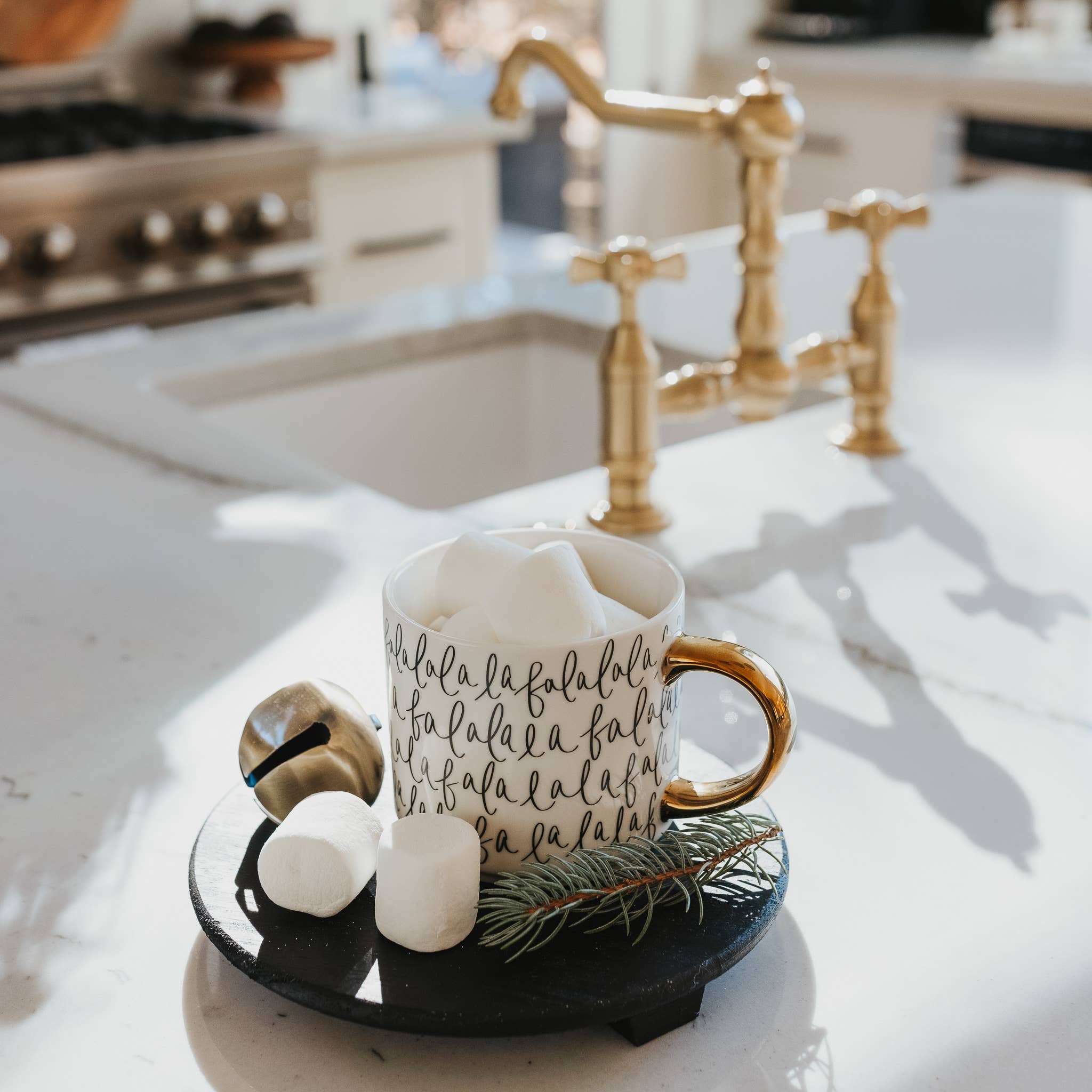 Sweet Water Decor - Fa La La Gold Tile Coffee Mug - Home Decor & Gifts