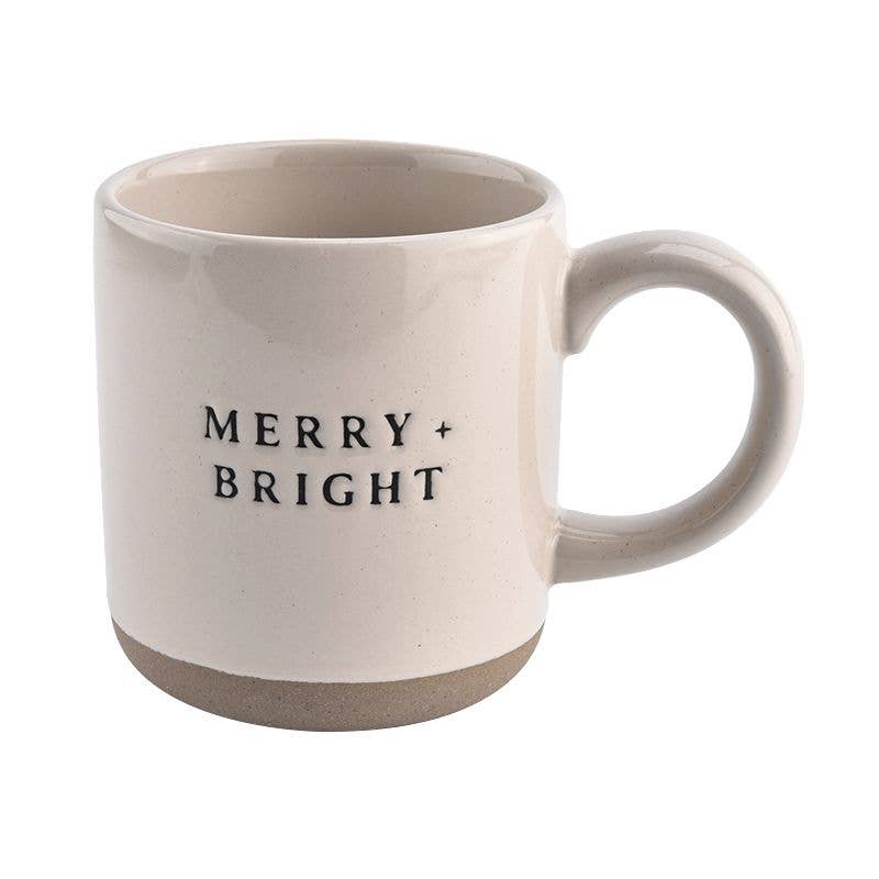 Sweet Water Decor - Merry & Bright Stoneware Coffee Mug - Christmas Decor & Gift