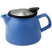 Tealula 16 oz bell-shaped Blue teapot with square handle and black and silver detachable push-on-lid