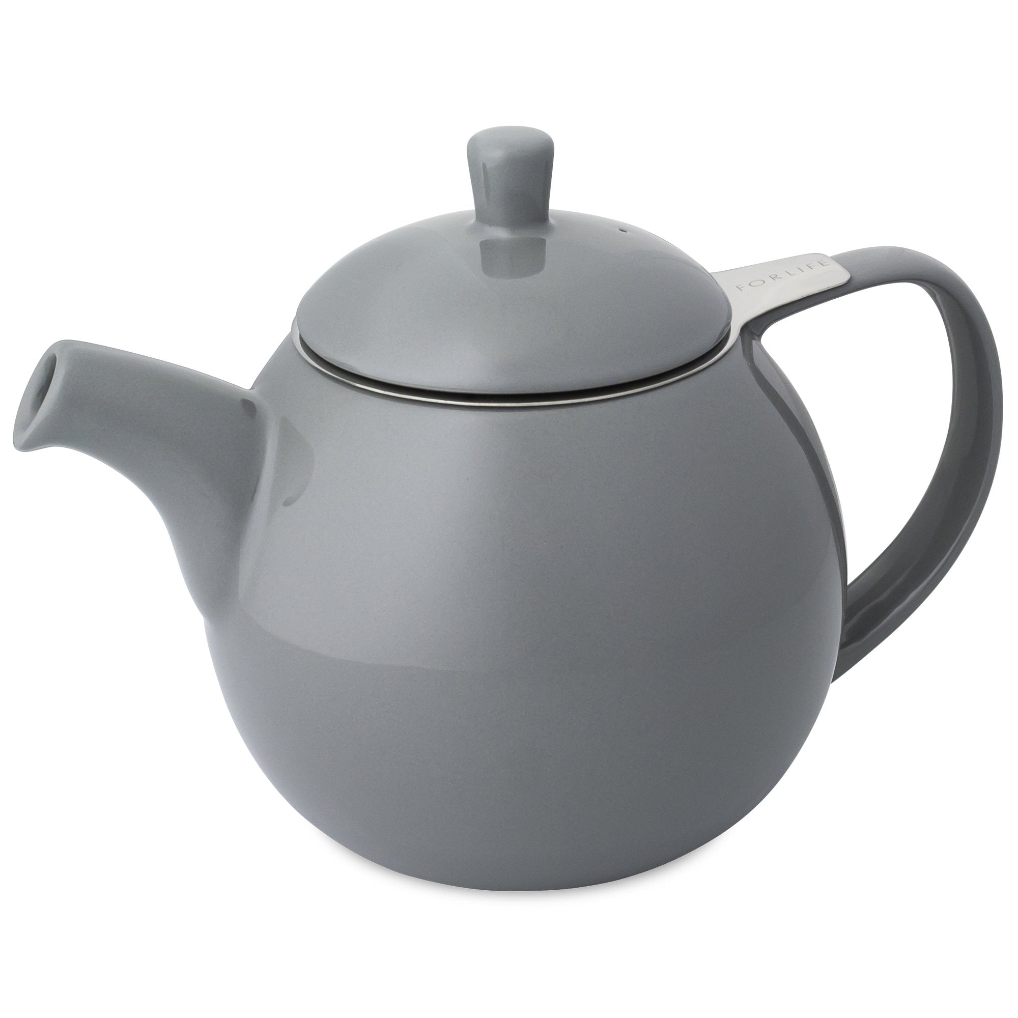 TeaLula 24 oz Curve sphere gray Teapot glossy surface finish and attached lid