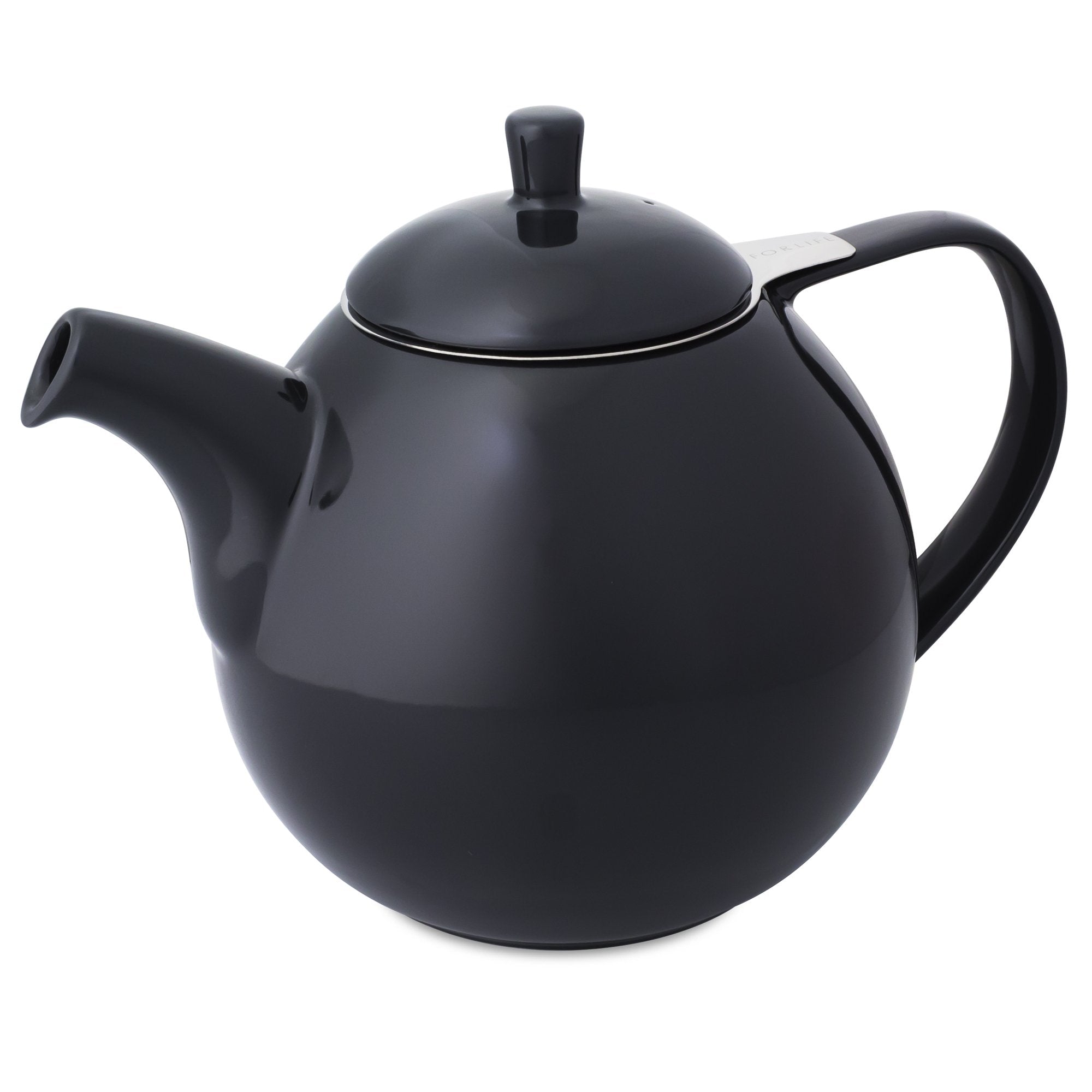 TeaLula 45 oz Curve black graphite Teapot glossy surface with lid