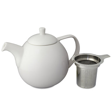 TeaLula 45 oz Curve white Teapot with lid and an extra-fine stainless-steel infuser 