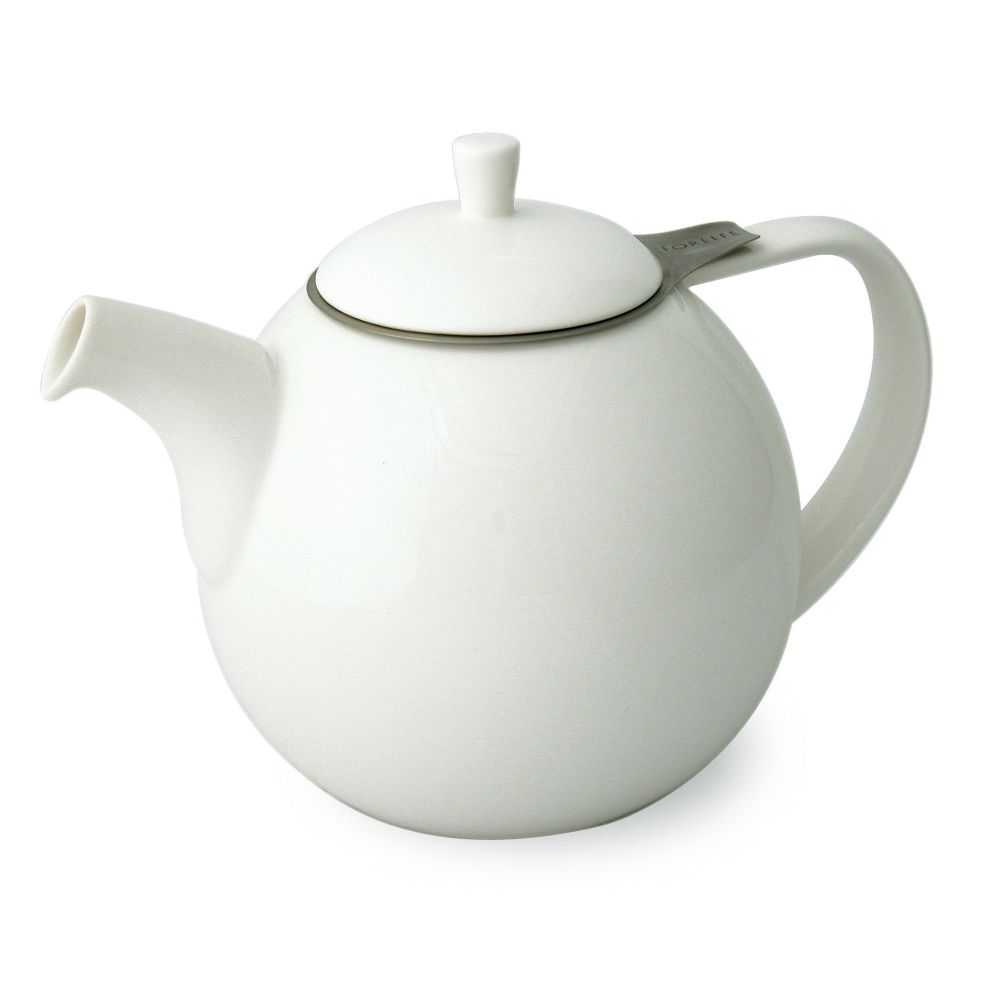 TeaLula 45 oz Curve white Teapot with lid
