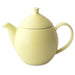 TeaLula 32 oz lemongrass yellow colored satin finish curve Dew Teapot with large thin curve handle and detachable tea pot lid