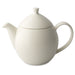 TeaLula 32 oz natural cotton white colored satin finish curve Dew Teapot with large thin curve handle and detachable tea pot lid